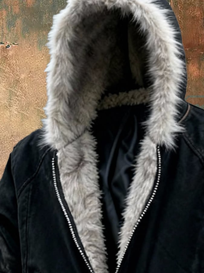 DUCHÊNE BORDEAUX™ | BLOUSON SUÉDÉ À CAPUCHE FOURRURE