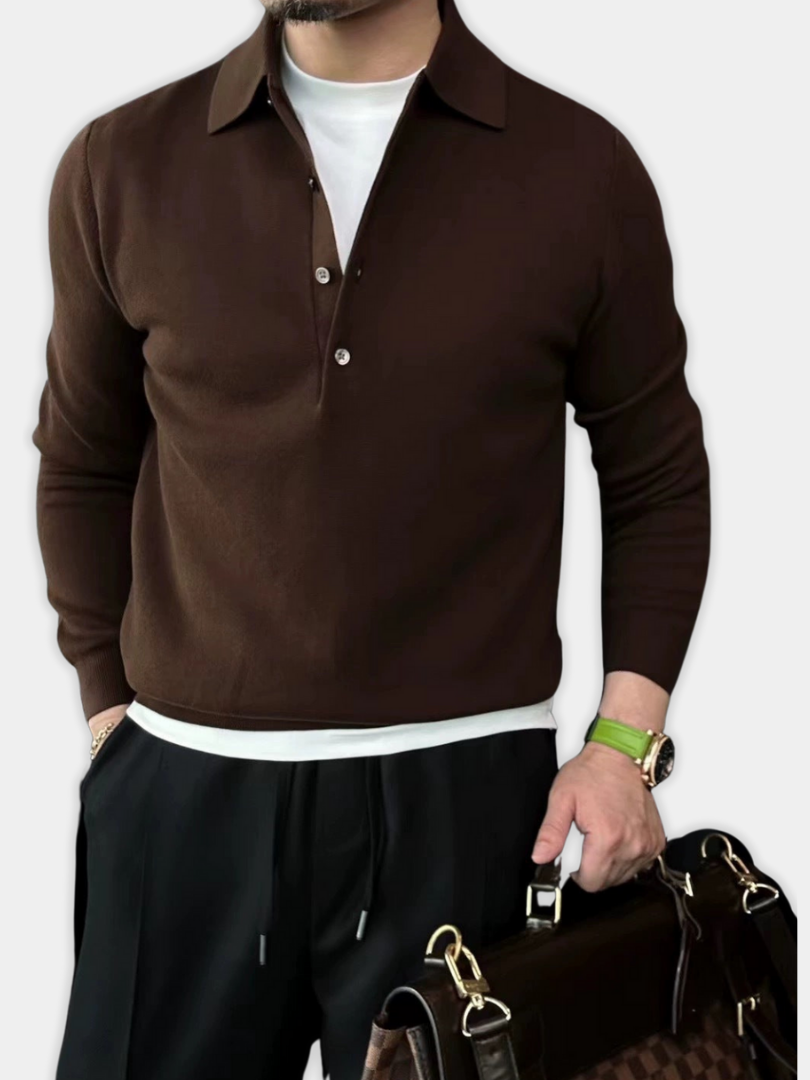 DUCHÊNE BORDEAUX™ | POLO EN MAILLE CLASSIQUE À COL OUVERT