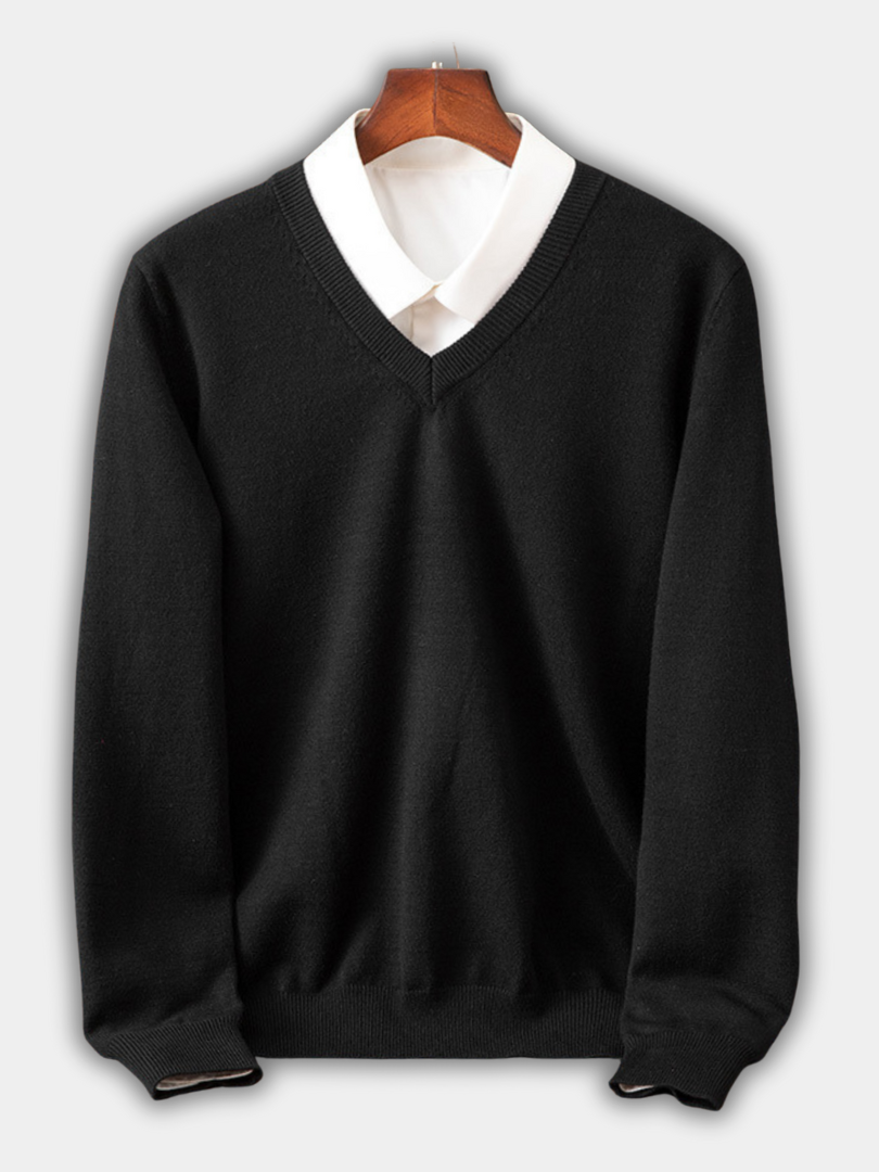 DUCHÊNE BORDEAUX™ | PULL COL V ÉLÉGANT