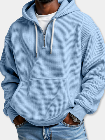 DUCHÊNE BORDEAUX™ | SWEAT À CAPUCHE TEXTURÉ AVEC DEMI-ZIP