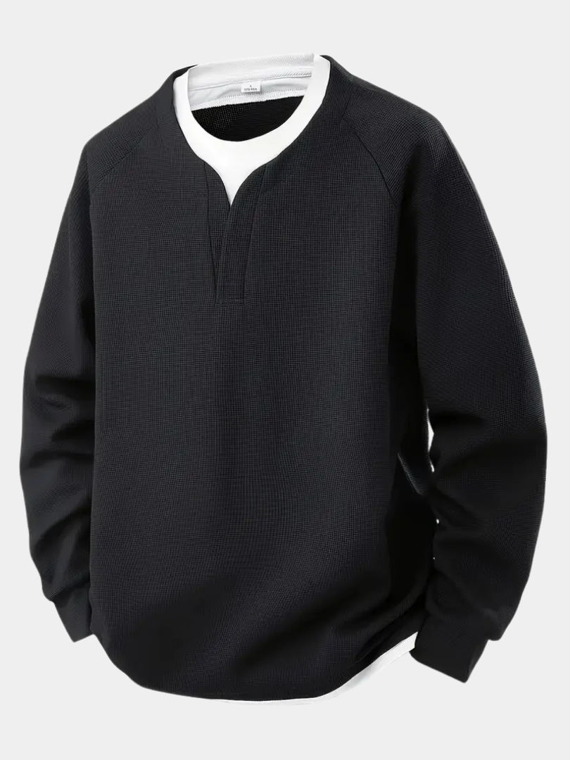 DUCHÊNE BORDEAUX™ | PULL MANCHES LONGUES EFFET SUPERPOSÉ