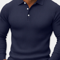 DUCHÊNE BORDEAUX™ | POLO EN MAILLE CÔTELÉE À MANCHES LONGUES