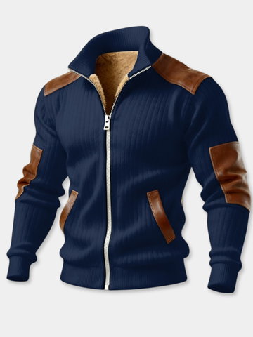 DUCHÊNE BORDEAUX™ | VESTE ZIPPÉE TEXTURÉE À EMPIÈCEMENTS EFFET CUIR