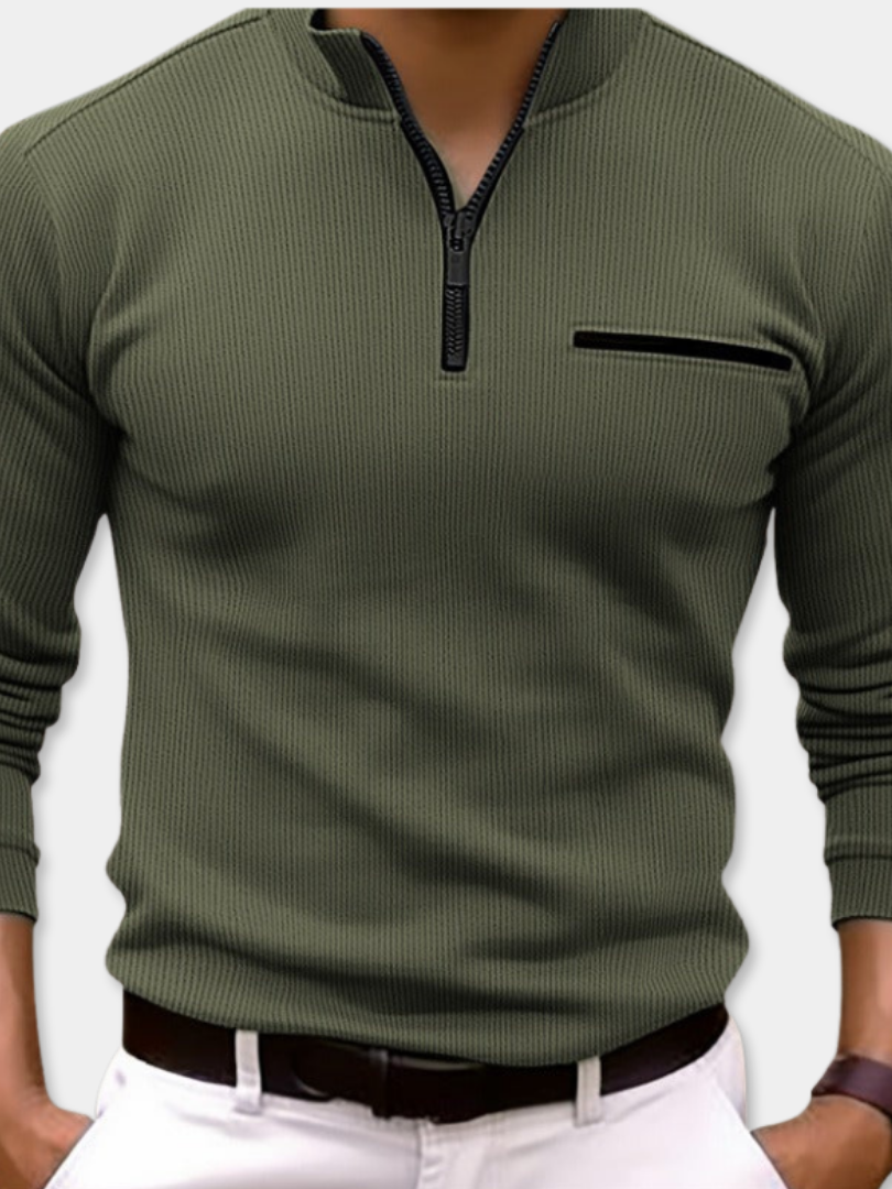 DUCHÊNE BORDEAUX™ | PULL CLASSIQUE À COL ZIPPÉ