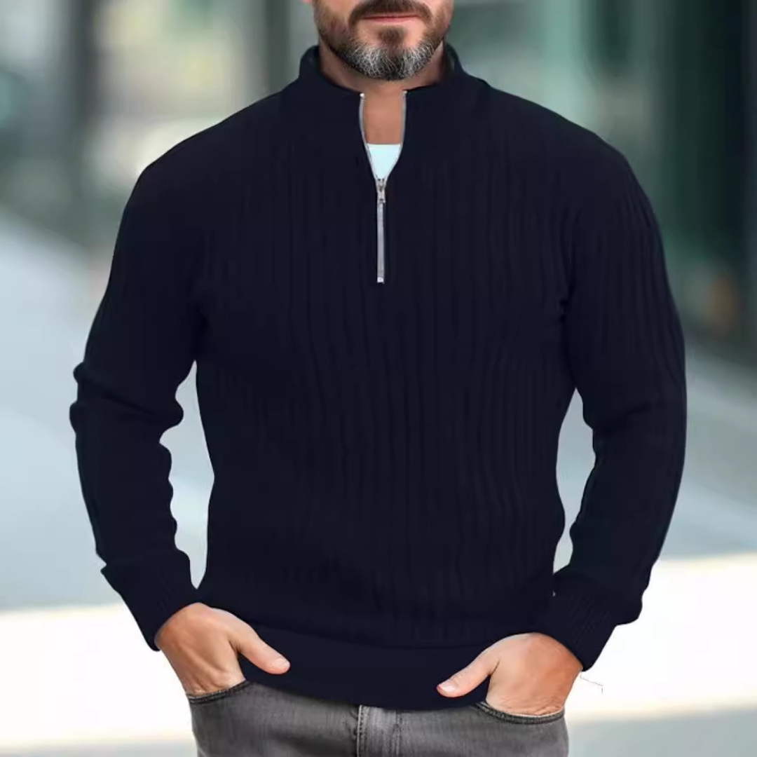 DUCHÊNE BORDEAUX™ | PULL À COL DEMI-ZIP RAFFINÉ