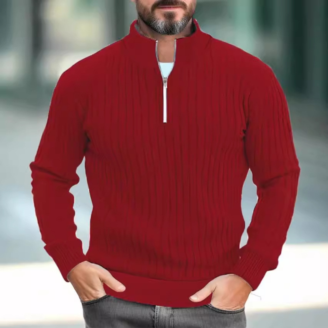 DUCHÊNE BORDEAUX™ | PULL À COL DEMI-ZIP RAFFINÉ