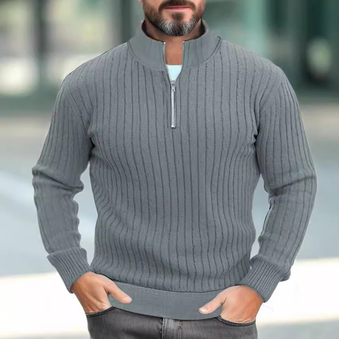 DUCHÊNE BORDEAUX™ | PULL À COL DEMI-ZIP RAFFINÉ