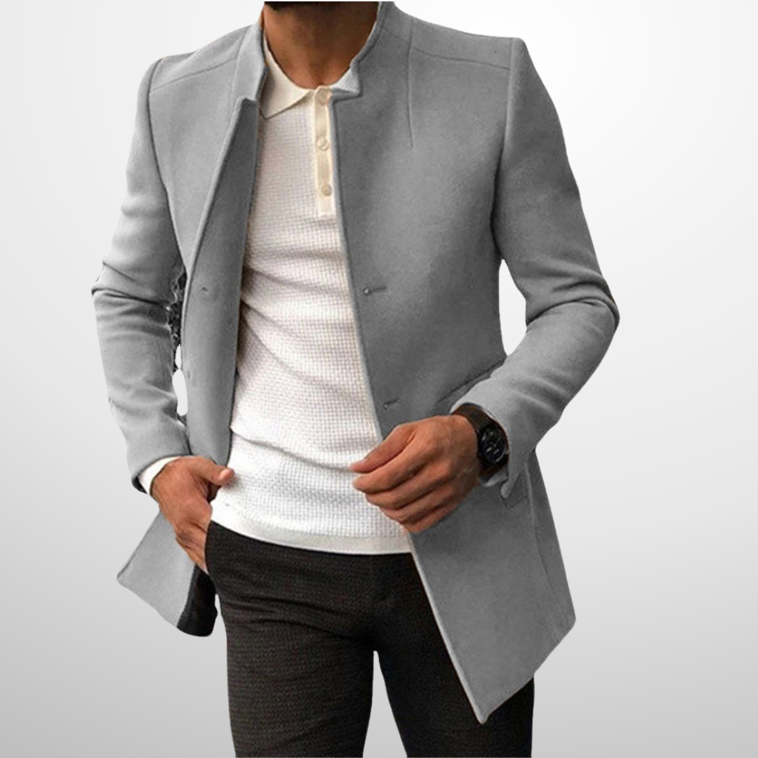 DUCHÊNE BORDEAUX™ | MANTEAU À COL OFFICIER ÉPURÉ