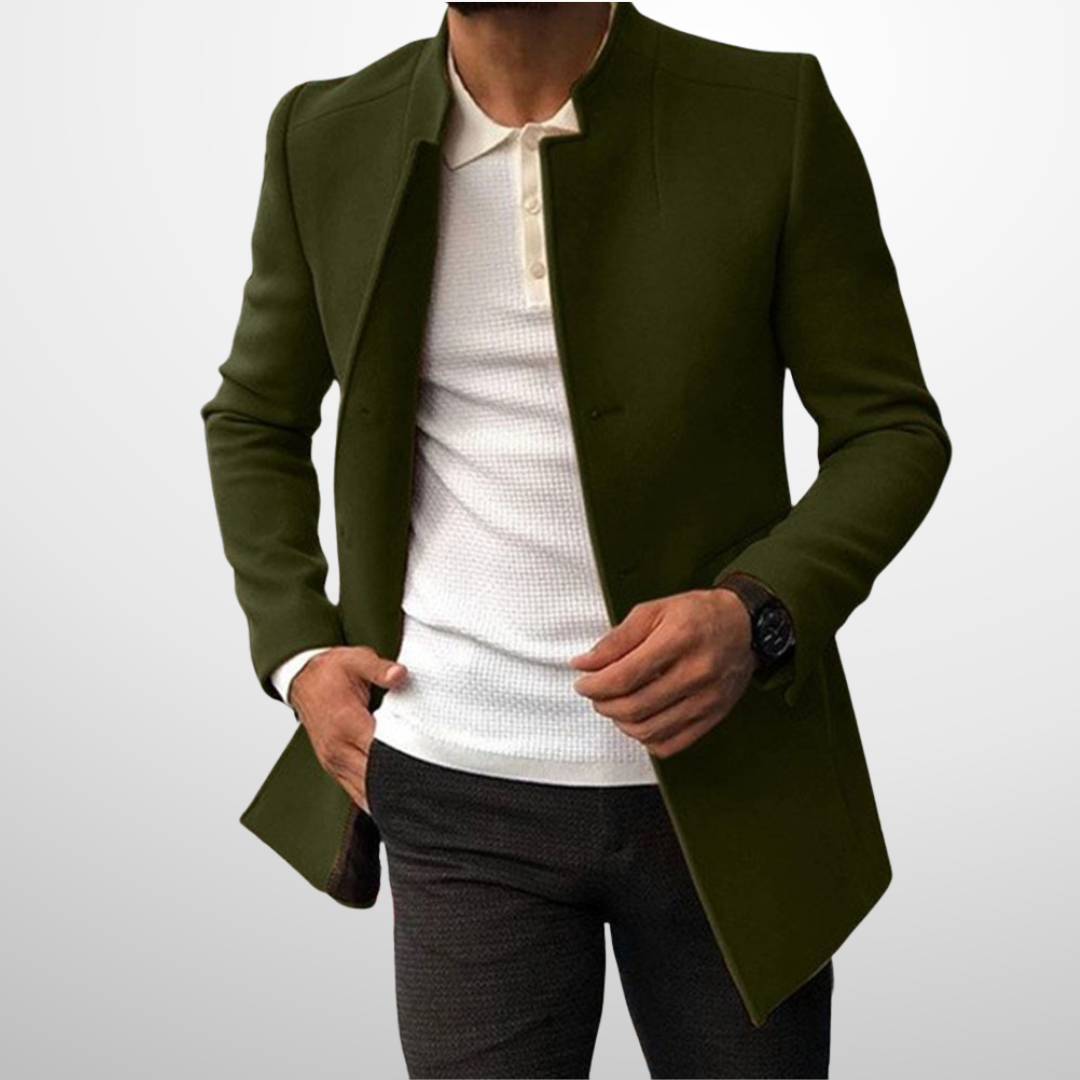 DUCHÊNE BORDEAUX™ | MANTEAU À COL OFFICIER ÉPURÉ