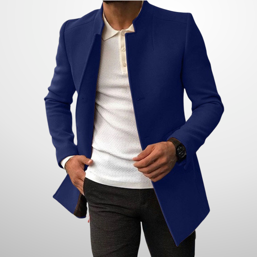 DUCHÊNE BORDEAUX™ | MANTEAU À COL OFFICIER ÉPURÉ