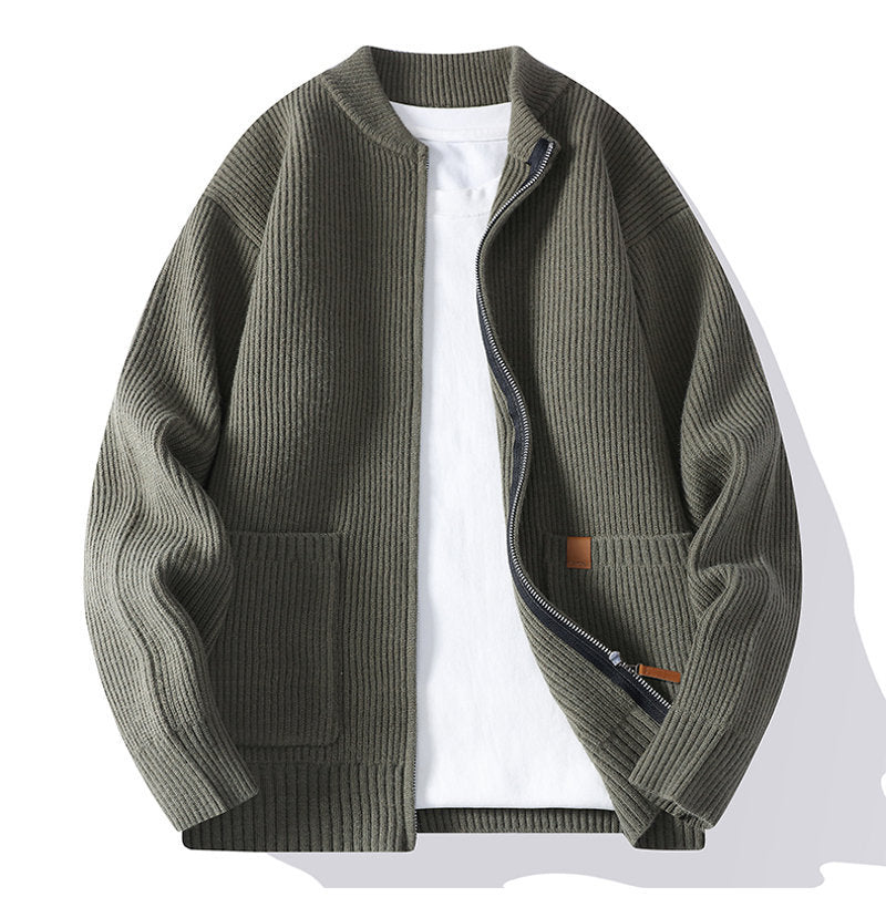 DUCHÊNE BORDEAUX™ | VESTE EN MAILLE CÔTELÉE PREMIUM