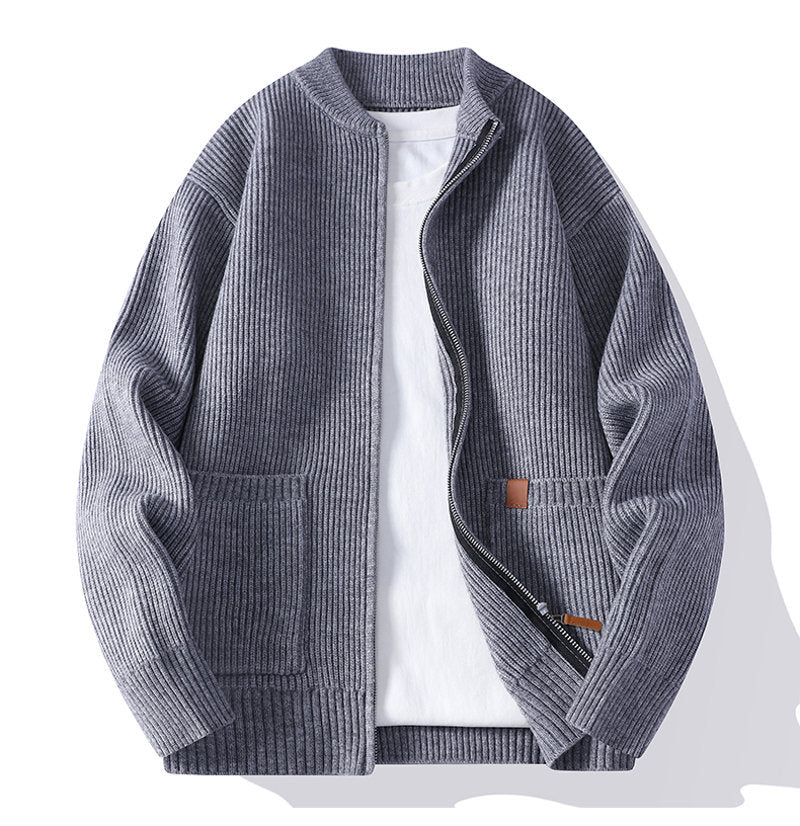 DUCHÊNE BORDEAUX™ | VESTE EN MAILLE CÔTELÉE PREMIUM