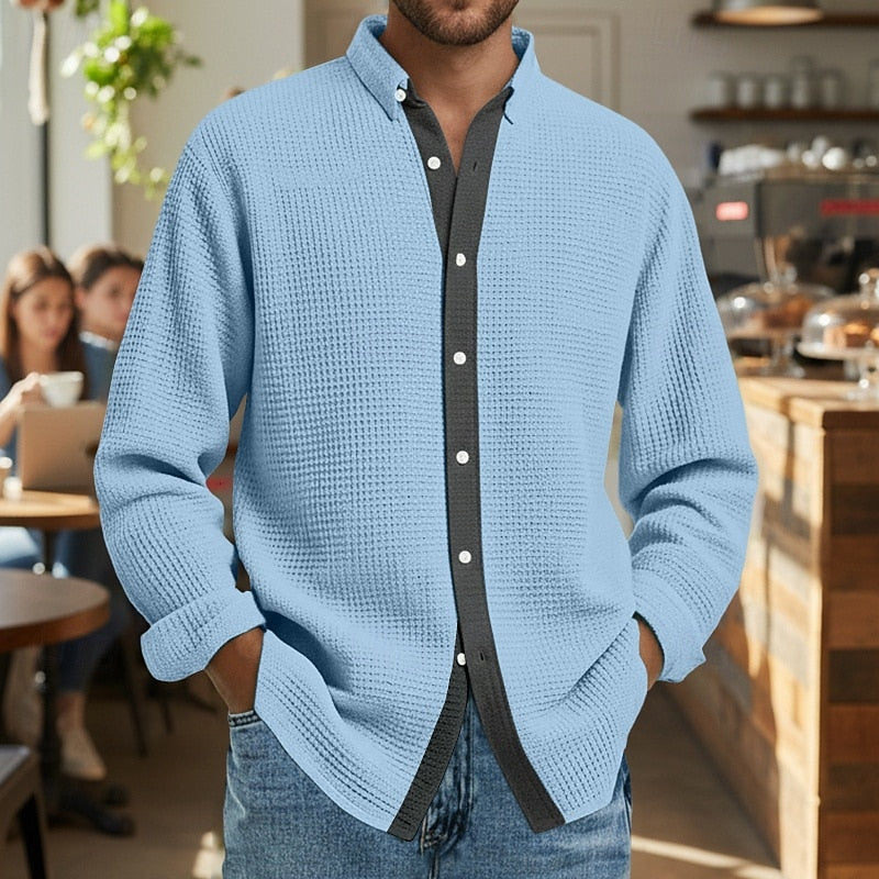 DUCHÊNE BORDEAUX™ | CHEMISE GAUFRÉE À MANCHES LONGUES