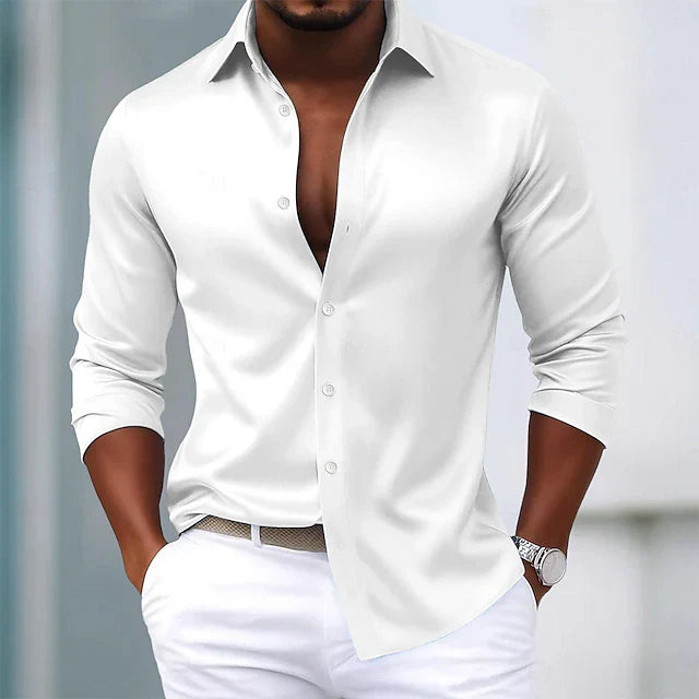 DUCHÊNE BORDEAUX™ | CHEMISE EN SATIN HABILLÉE PREMIUM