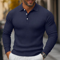 DUCHÊNE BORDEAUX™ | POLO EN MAILLE CÔTELÉE À MANCHES LONGUES