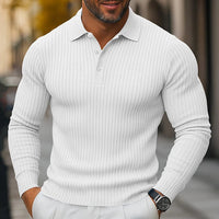 DUCHÊNE BORDEAUX™ | POLO EN MAILLE CÔTELÉE À MANCHES LONGUES