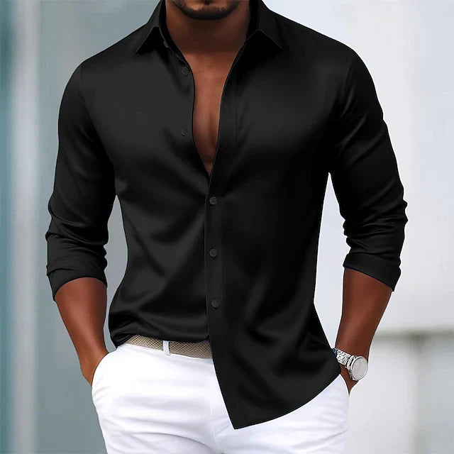 DUCHÊNE BORDEAUX™ | CHEMISE EN SATIN HABILLÉE PREMIUM