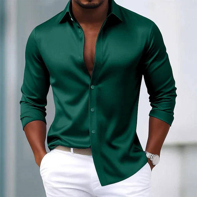 DUCHÊNE BORDEAUX™ | CHEMISE EN SATIN HABILLÉE PREMIUM