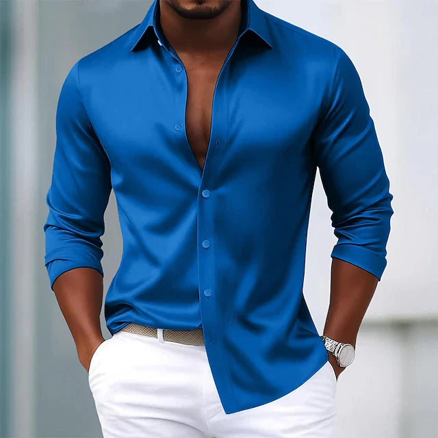 DUCHÊNE BORDEAUX™ | CHEMISE EN SATIN HABILLÉE PREMIUM