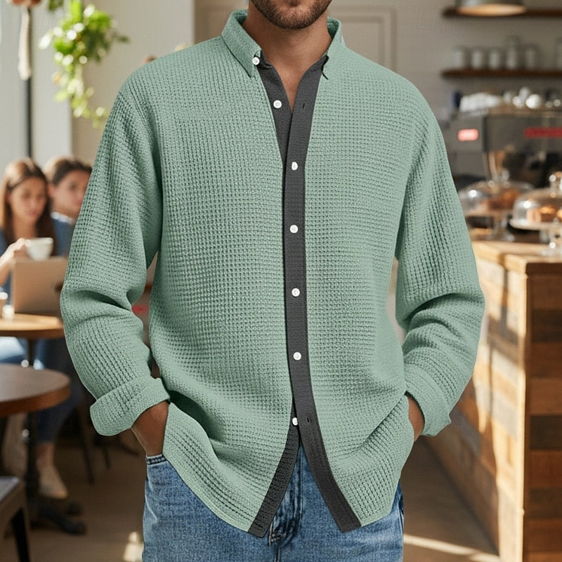 DUCHÊNE BORDEAUX™ | CHEMISE GAUFRÉE À MANCHES LONGUES