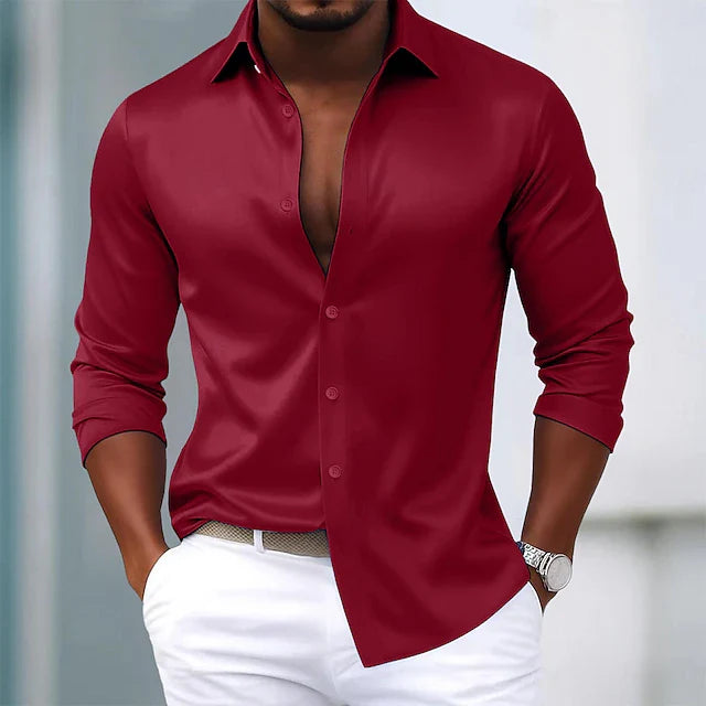 DUCHÊNE BORDEAUX™ | CHEMISE EN SATIN HABILLÉE PREMIUM