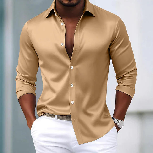 DUCHÊNE BORDEAUX™ | CHEMISE EN SATIN HABILLÉE PREMIUM