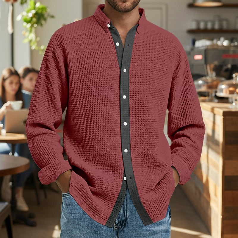 DUCHÊNE BORDEAUX™ | CHEMISE GAUFRÉE À MANCHES LONGUES